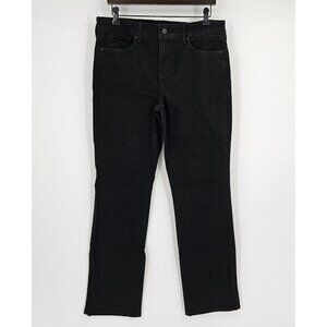 NYDJ Lift Tuck Technology Marilyn Straight Leg Jeans Womens Sz 12 Black Stretch